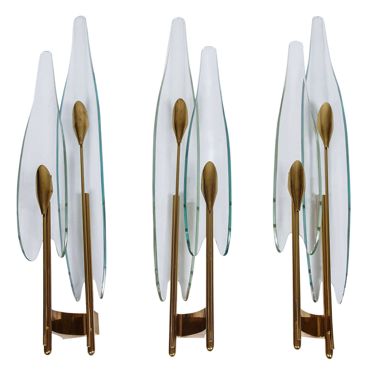 3 "Dahlia" Wall Sconces by Max Ingrand for Fontana Arte, Italy, circa 1955