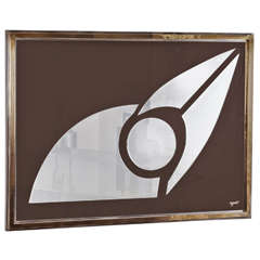 Rectangular Gilt Brass, Chromed Steel Framed Mirror by R. Rega, Italy, 1970’s.