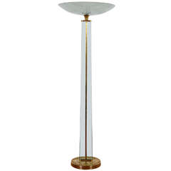 Glass and Gilt Brass "Astrological" Floor Lamp by Fontana Arte, 1930's, 