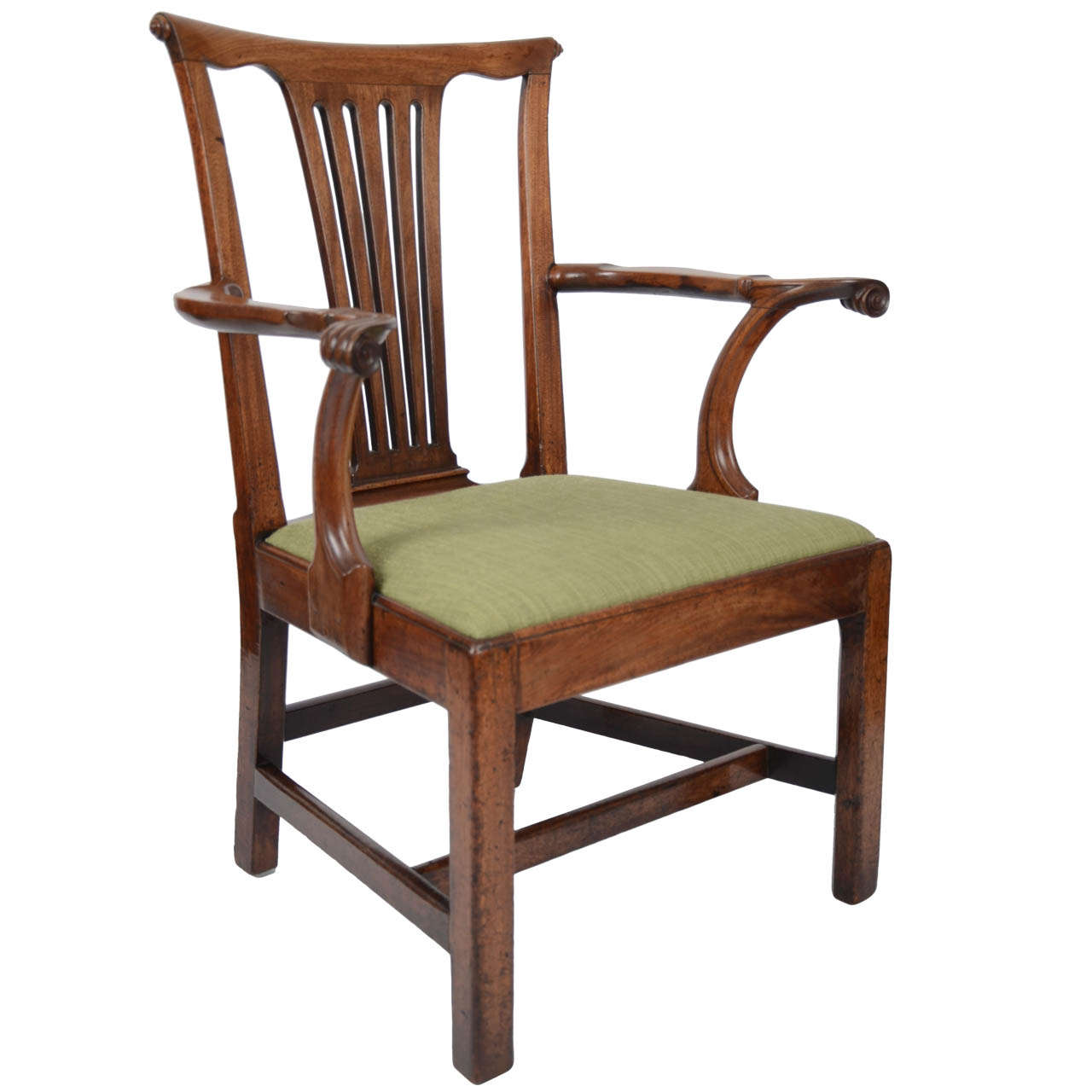 A George II Mahogany Open Armchair For Sale