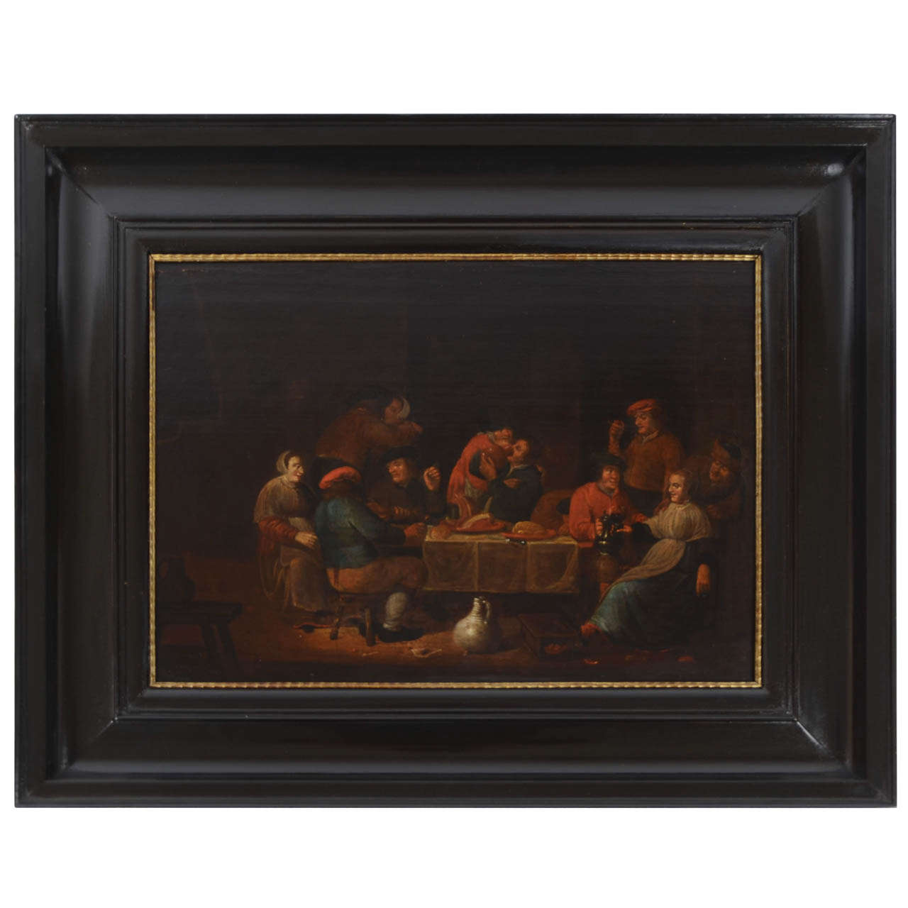 Tavern Scene ~ A Framed Oil Painting on Oak Panel For Sale