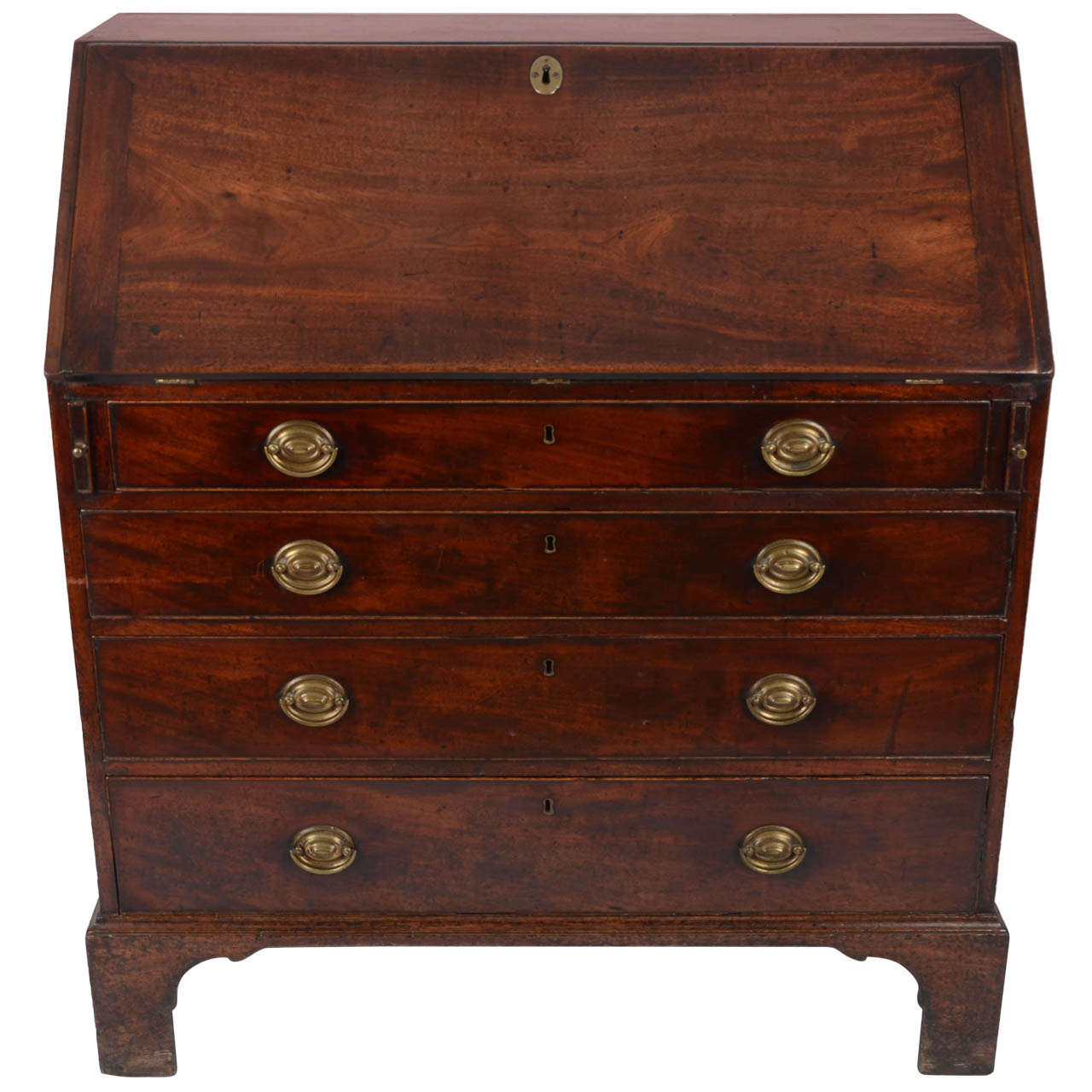 A Charming and Rare Early Georgian Mahogany Bureau For Sale