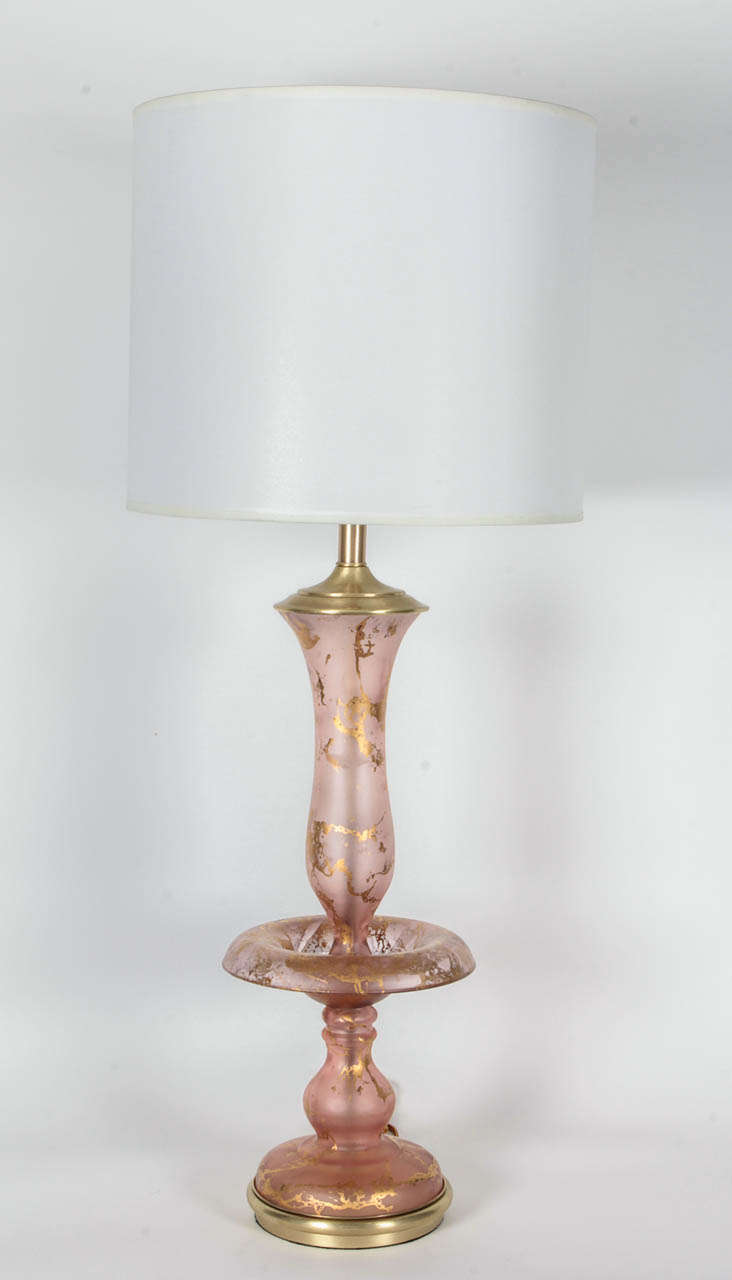 Hollywood Regency Pair of Smoked Amethyst Murano Glass Lamps by Barovier