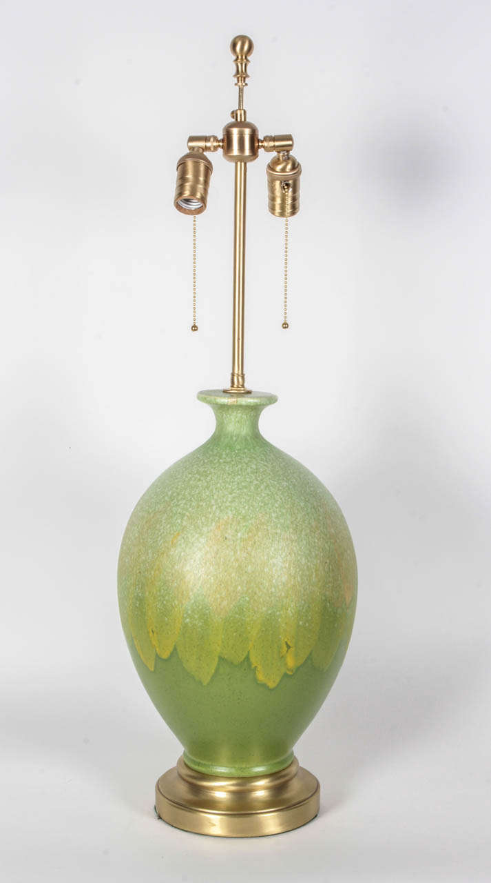 20th Century Italian Spring Green Glazed Ceramic Lamps