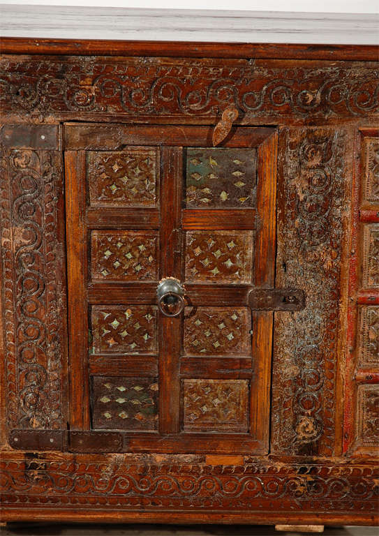 Indian 19th Century Handcrafted Moorish Dowry Trunk Cabinet