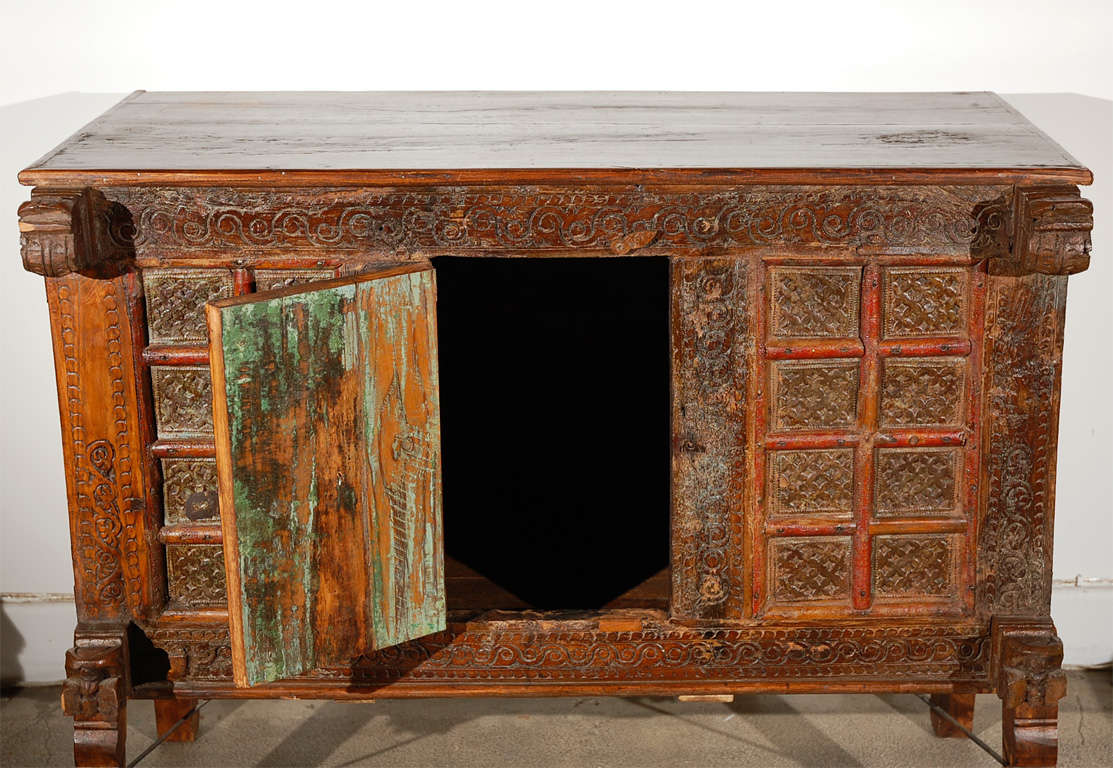 Iron 19th Century Handcrafted Moorish Dowry Trunk Cabinet