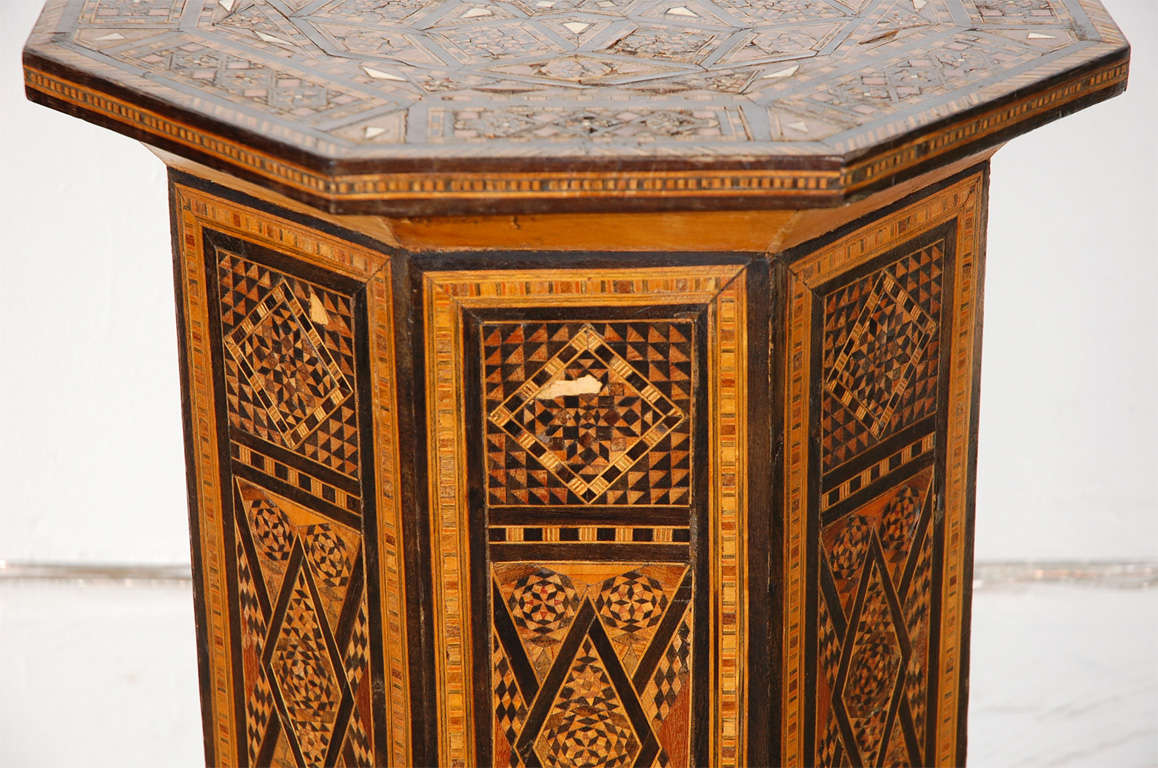 19 th Century Octagonal Levantine Syrian Inlaid Side Table 1