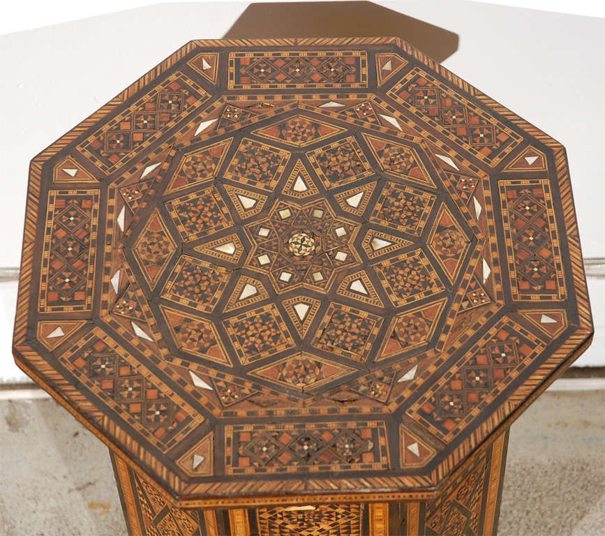 19 th Century Octagonal Levantine Syrian Inlaid Side Table 2