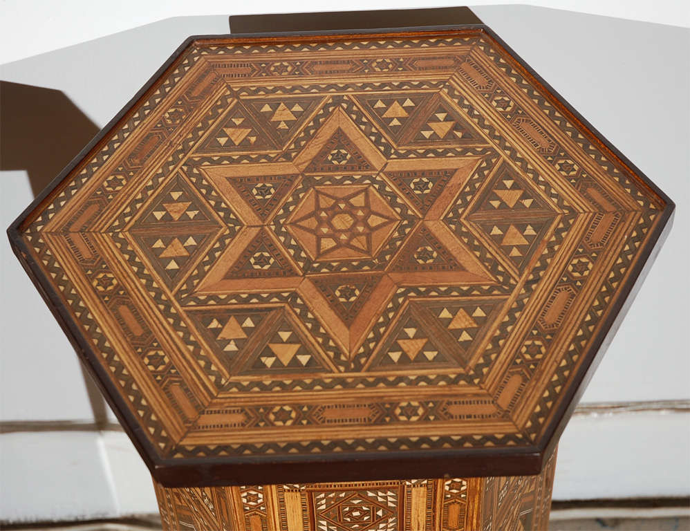 Elegant  Pair of Levantine Moorish Style Hexagonal Side Tables