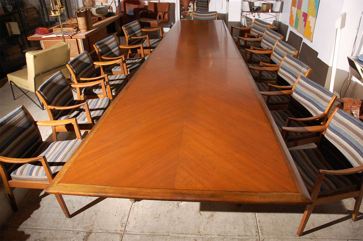 Mid-20th Century 15' Conference Table and Chairs from Paul Williams Building For Sale