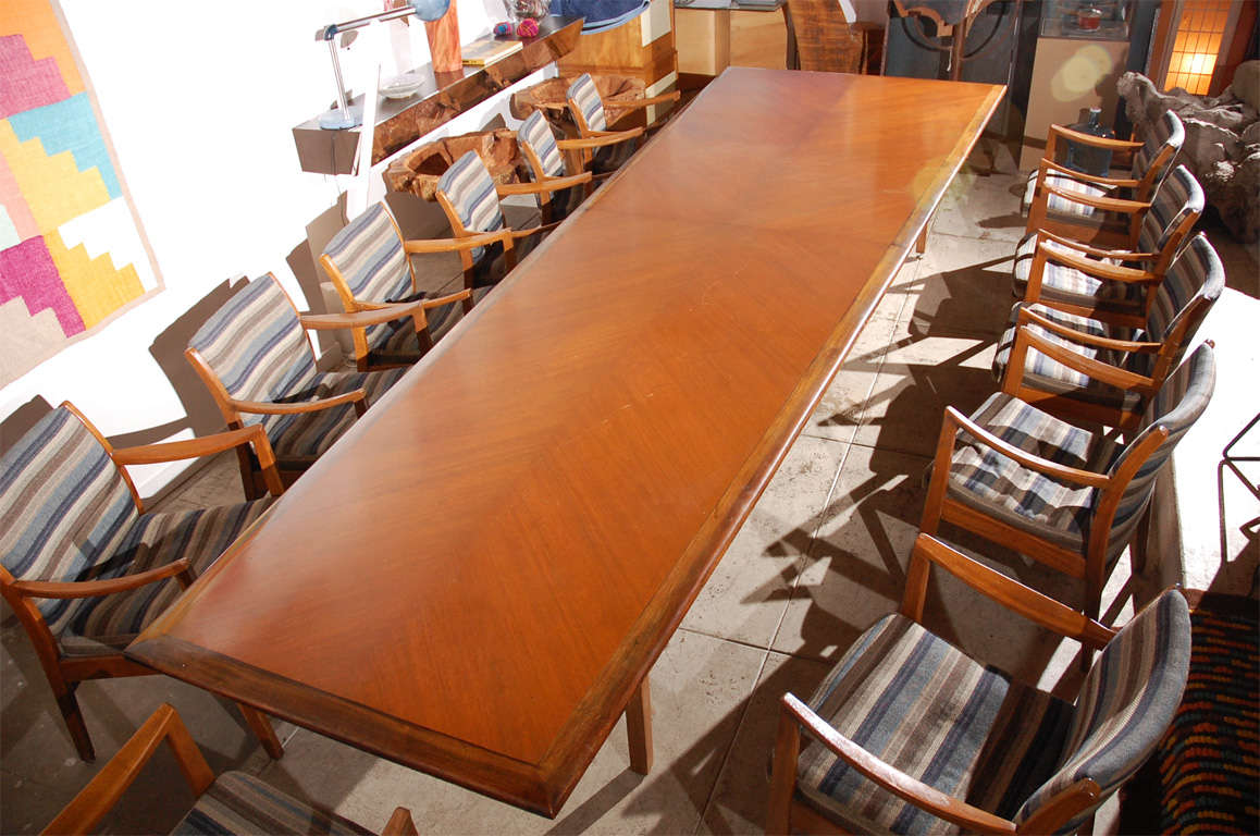 Wood 15' Conference Table and Chairs from Paul Williams Building For Sale