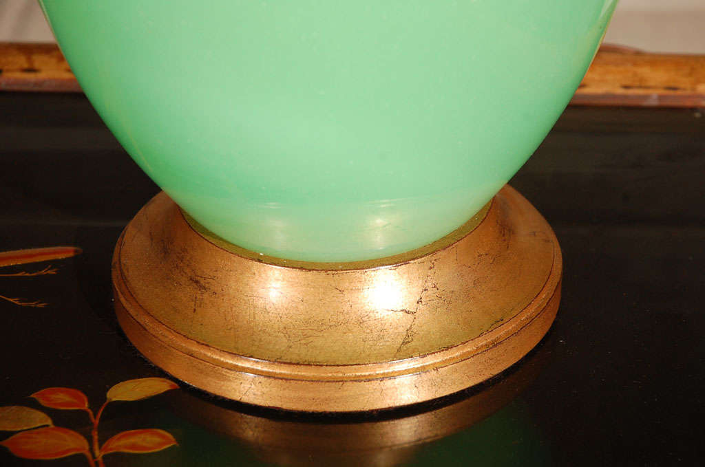 Green, Opaline Steuben Lamp In Excellent Condition In Newport Beach, CA