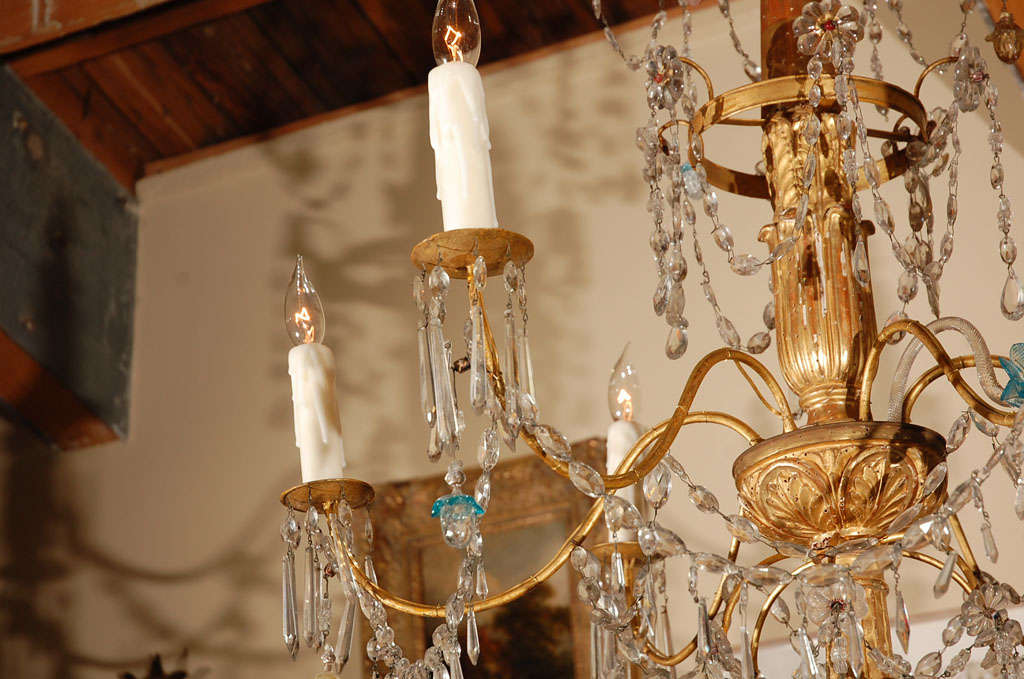 Genovese, Giltwood and Crystal Chandelier In Good Condition For Sale In Newport Beach, CA