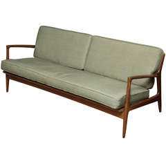 Danish Sofa with Moss Green Cushions