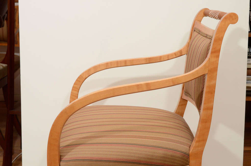 Silk Pair of Empire Salon Chairs