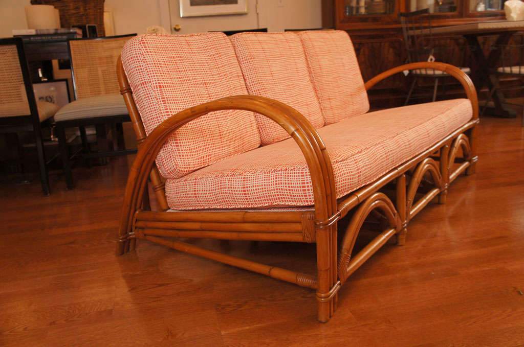 Rattan Sofa In Excellent Condition In Hudson, NY