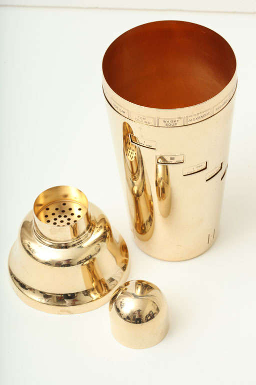 Gold-plated Napier 'Recipe' Cocktail Shaker 1