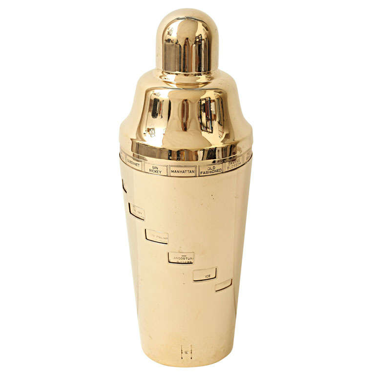 Gold-plated Napier 'Recipe' Cocktail Shaker