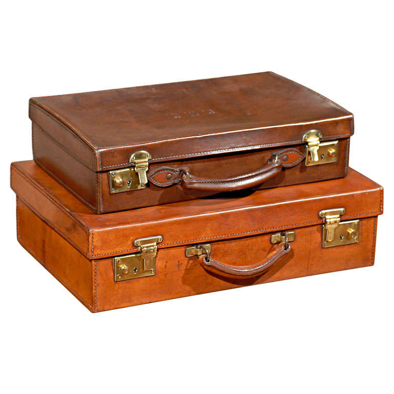Two Vintage Leather Attache Cases From France at 1stdibs