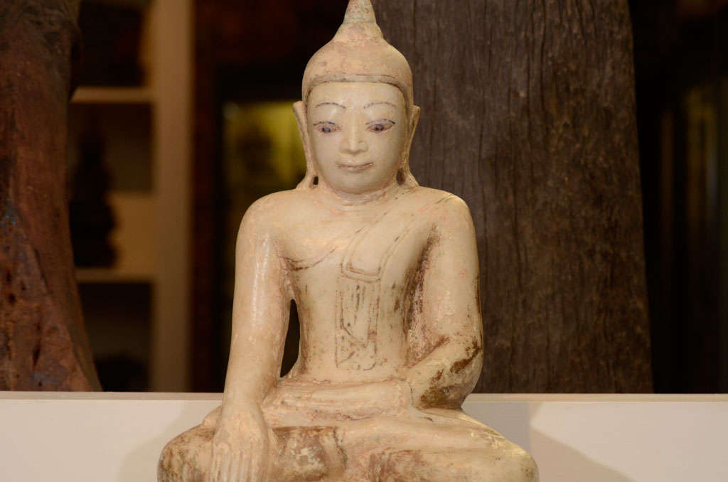 18th Century and Earlier Alabaster Seated Buddha For Sale