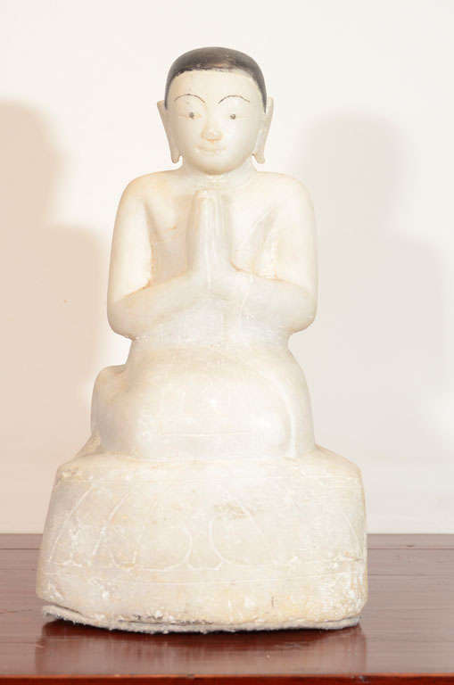 Carved Alabaster Kneeling Monk