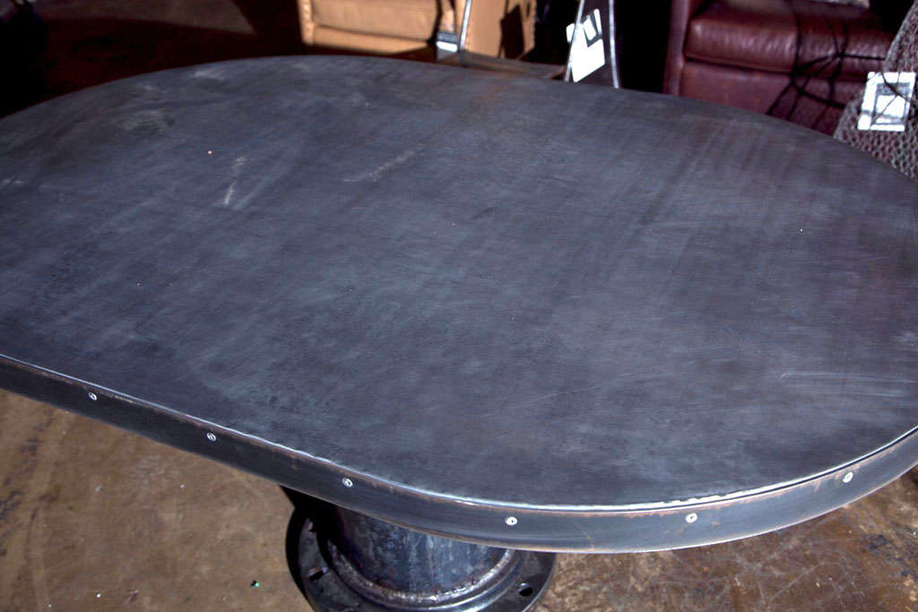 20th Century Industrial Base Oval Dining Table