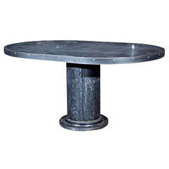 Industrial Base Oval Dining Table