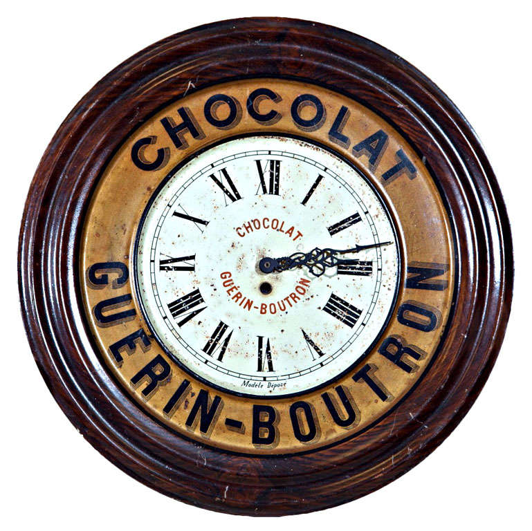 French tole advertising clock, c. 1900-20