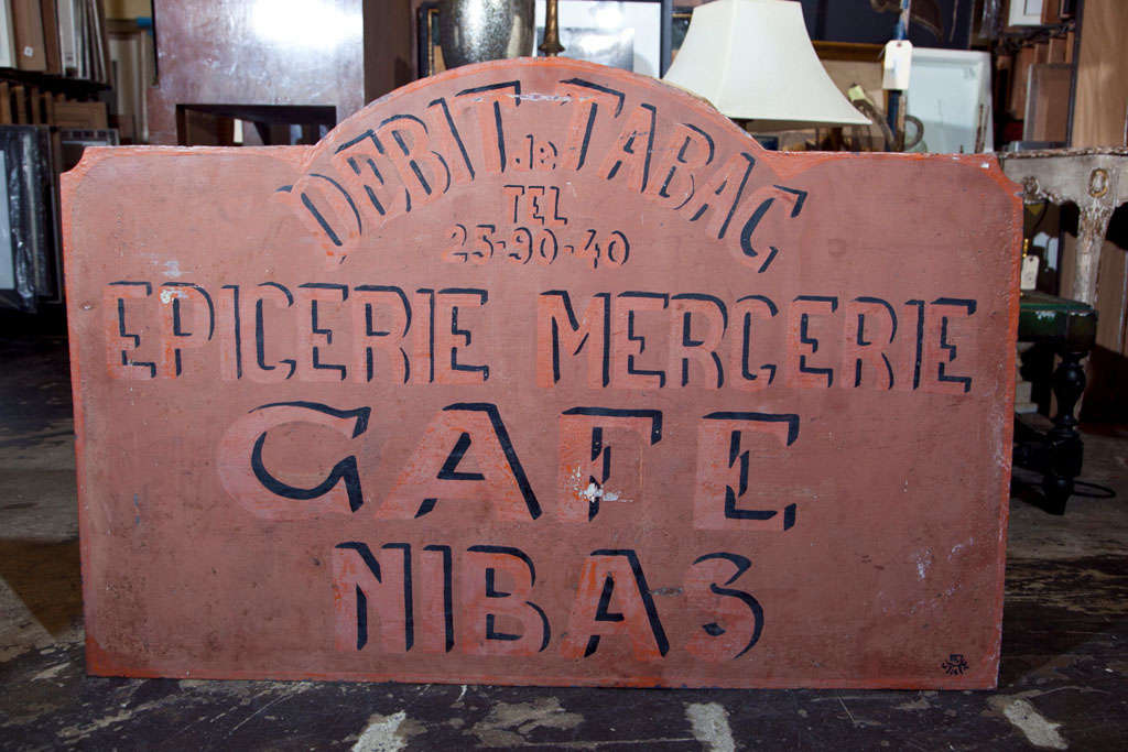 French painted metal tabac/cafe/epicerie trade sign, c. 1900-20 1