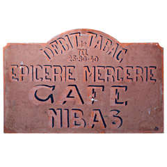 French painted metal tabac/cafe/epicerie trade sign, c. 1900-20