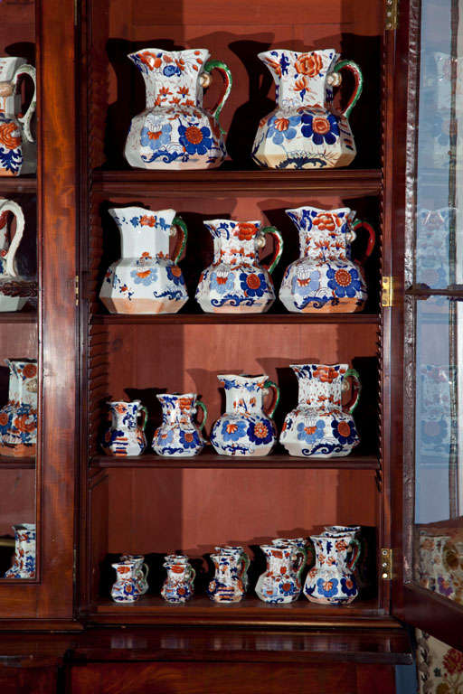 Rare Single-Owner collection  of (66) variously sized Ironstone Imari Pattern Hydra Jugs.