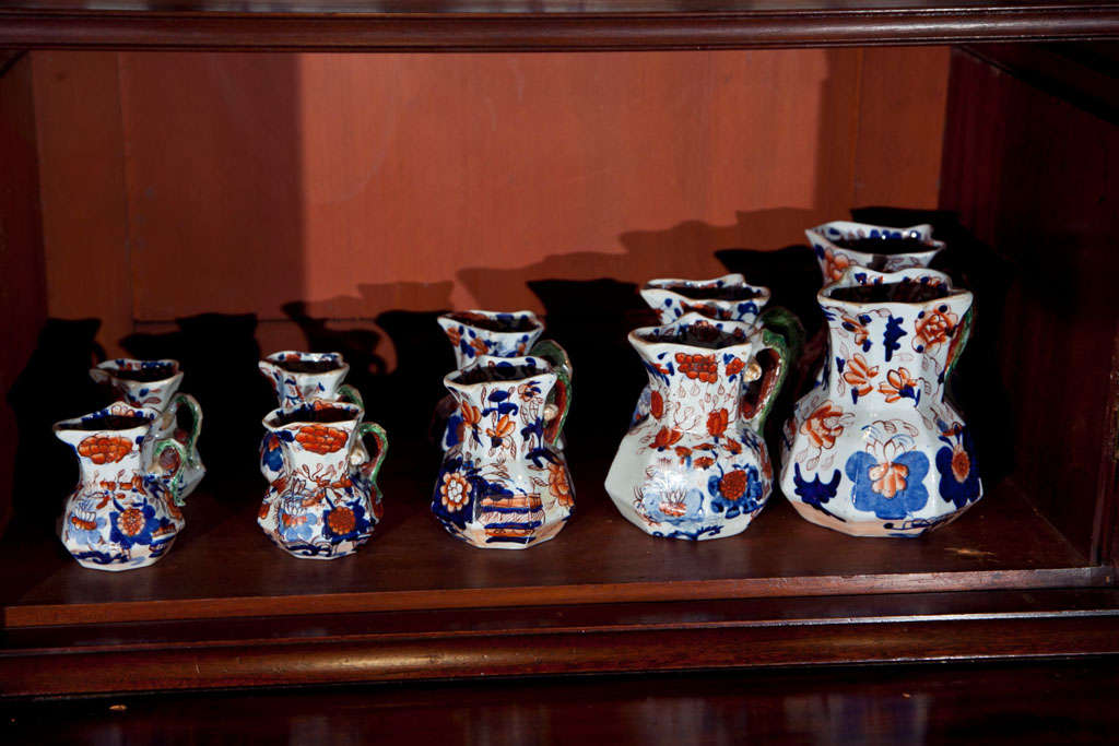 Spectacular Collection of 66 Antique Imari Pattern Hydra Jugs For Sale 1