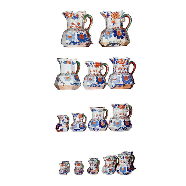 Spectacular Collection of 66 Antique Imari Pattern Hydra Jugs For Sale
