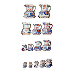 Spectacular Collection of 66 Antique Imari Pattern Hydra Jugs