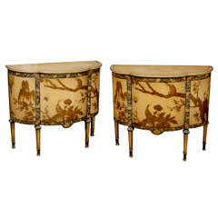 Pair of Chinoiserie Demi Lune Cabinets