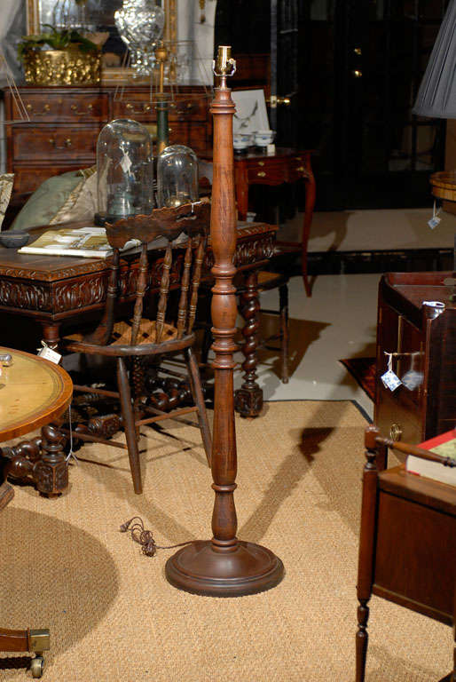 Mahogany Spindle Floor Lamp