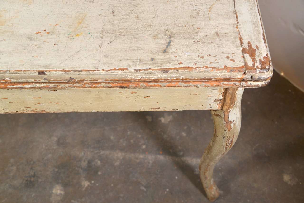 18th Century and Earlier 18th Century French Game Table with Cabriolet Legs and Original Paint