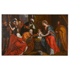 Flemish 17th c. oil on canvas painting of the Adoration of the Magi 7