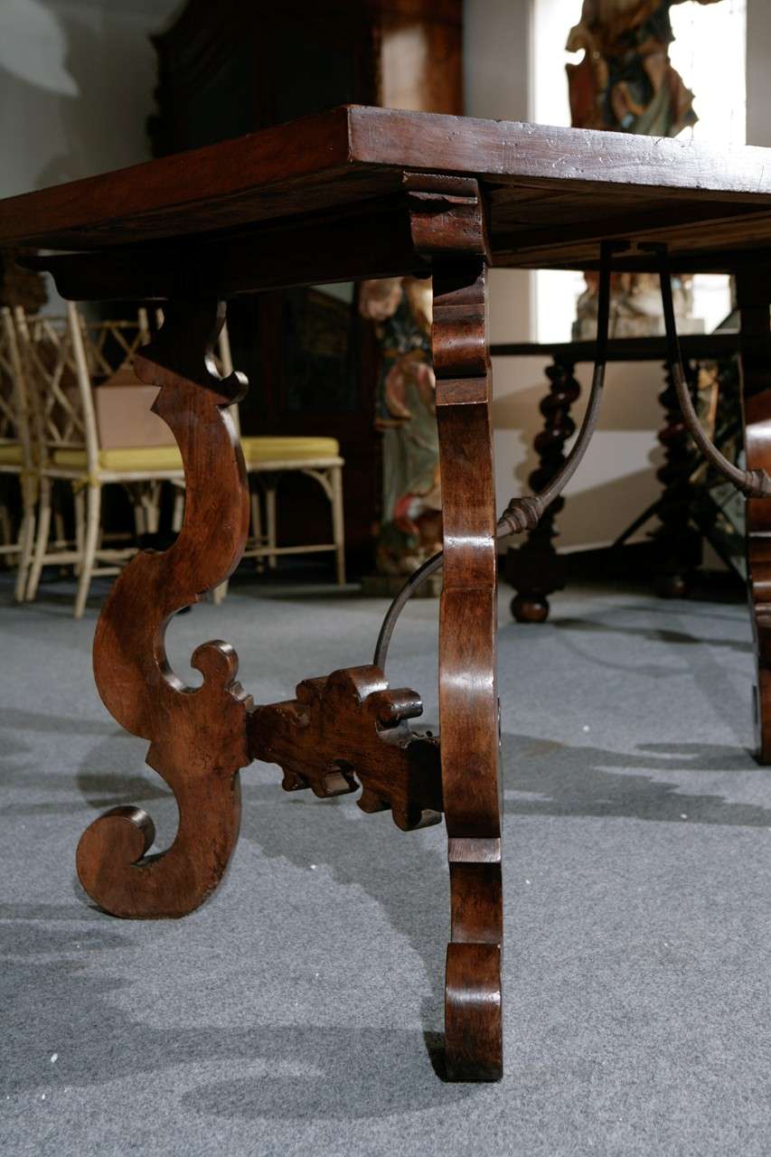 Tuscan Table with Iron Trestle For Sale 1