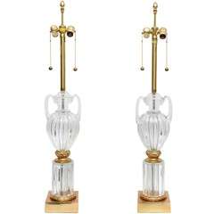 Elegant Seguso Neoclassical Urn Shaped Table Lamps by Marbro