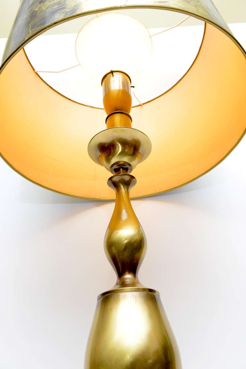American Tall Monumental Rembrandt Brass Table Lamp