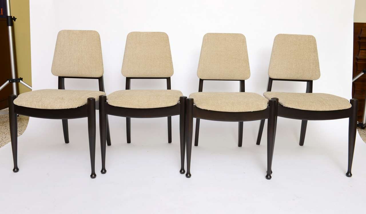American Four Greta Grossman Style  Ebonized 50s Modern Dining Chairs