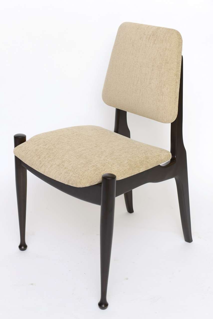Four Greta Grossman Style  Ebonized 50s Modern Dining Chairs In Excellent Condition In Miami, FL