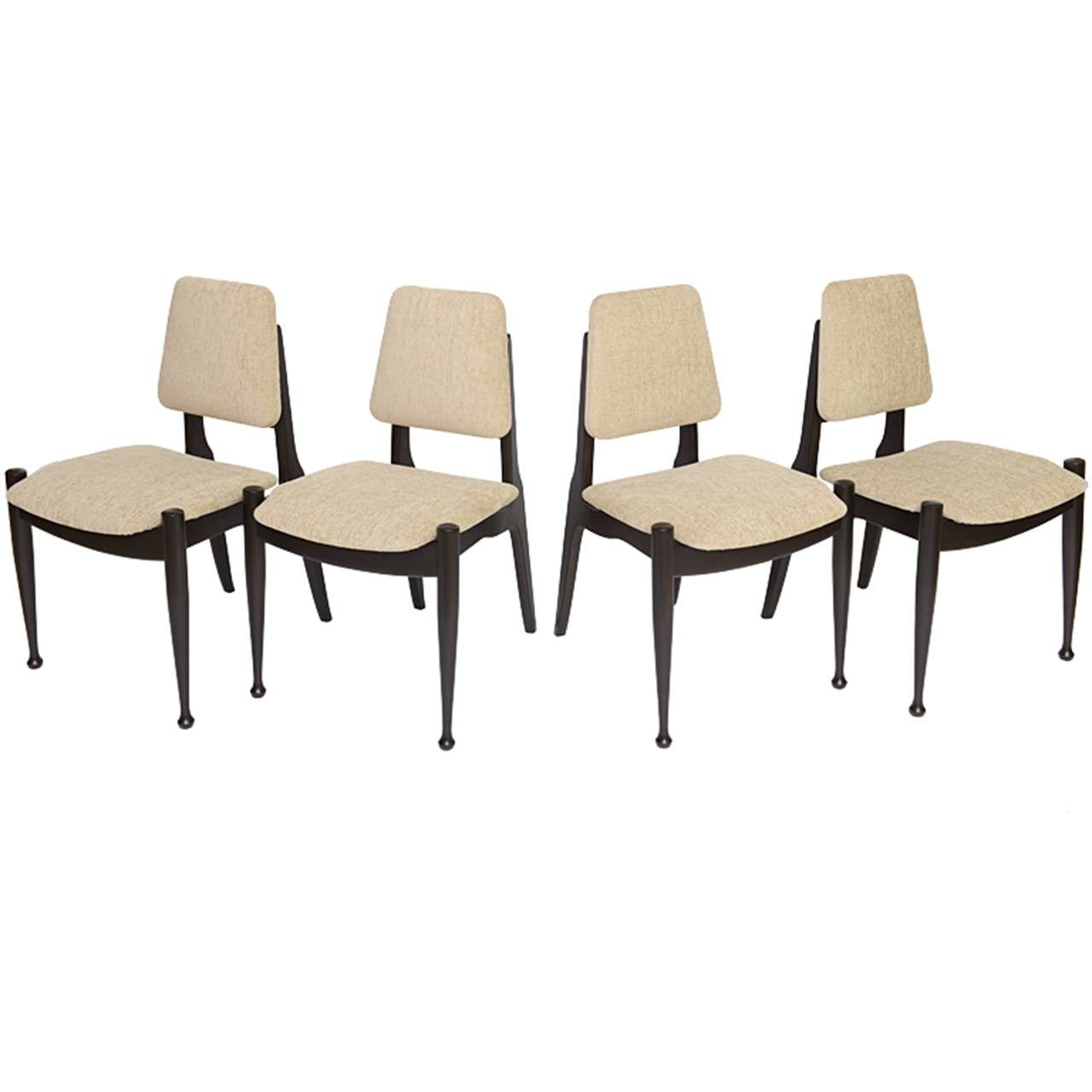 Four Greta Grossman Style  Ebonized 50s Modern Dining Chairs