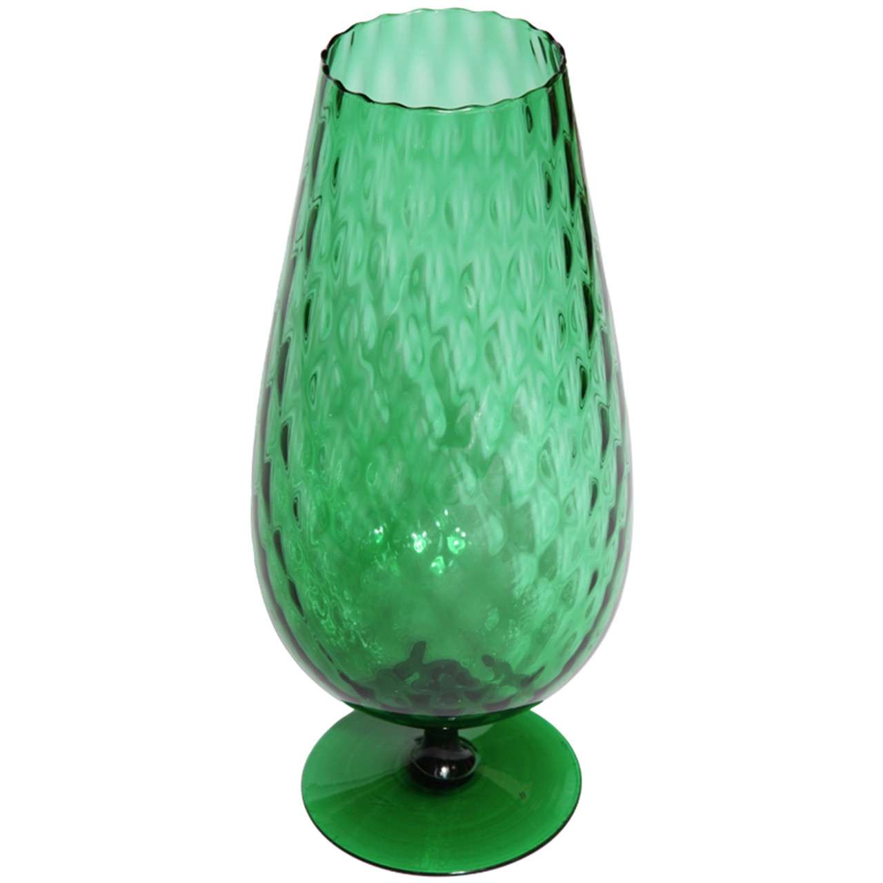 A striking large glass vase by Empoli in emerald green.