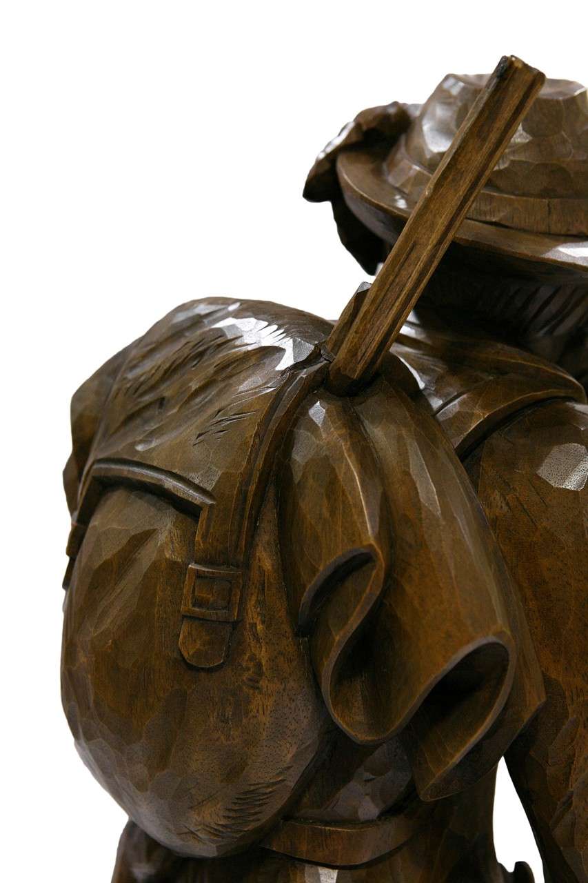 A Wooden German Carving of A Hunter with Dog  1