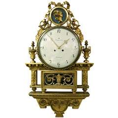 Antique A Swedish Gustavian Signed Wall Clock. Signed By Engstrom