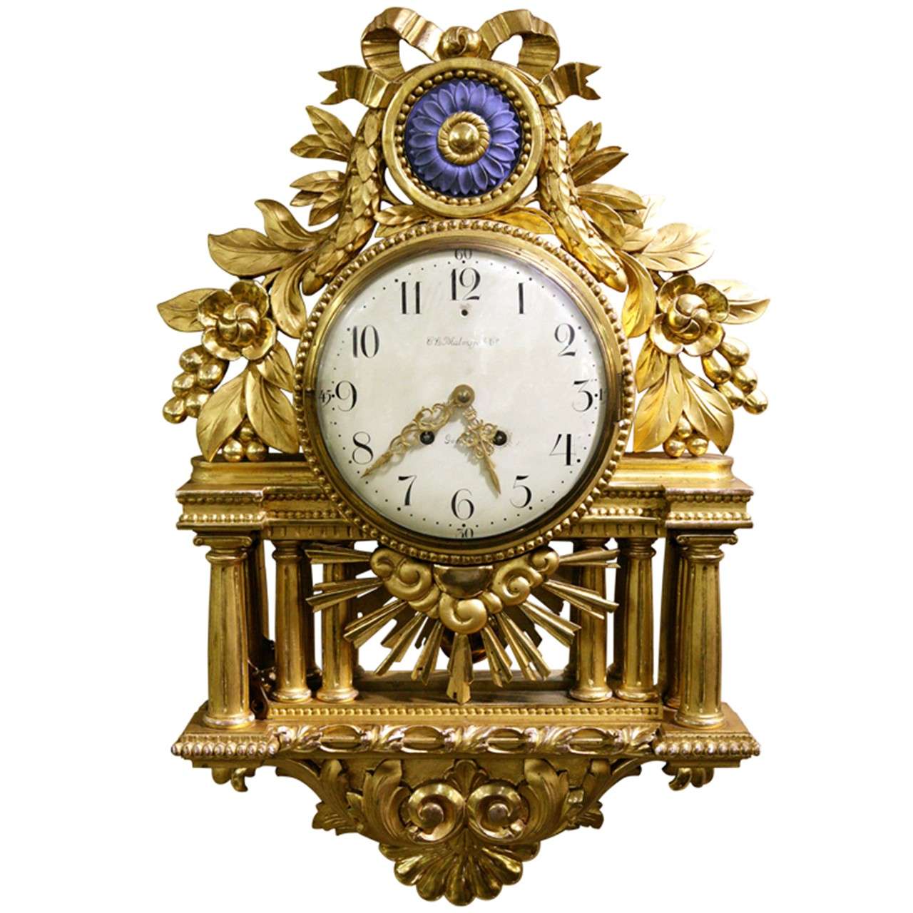 A Continental Gilt Wood Cartelle Clock, C. L. Malmsjo & Co., Goteborg