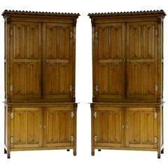 Antique Pair of 19th Century Gothic Style Cabinets