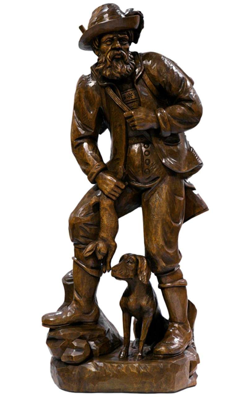 A Wooden German Carving of A Hunter with Dog at 1stDibs man and his